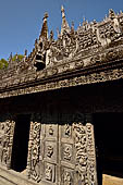 Myanmar - Mandalay, Shwenandaw Kyaung (the Golden Palace) a wonderful example of the Burmese unique teak architecture and wood-carving art. 